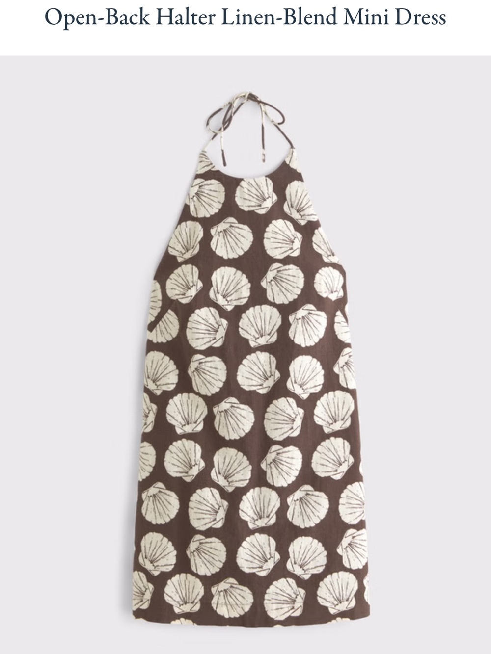 NWT S A&F Brown and Tan Seashell Open-Back Halter Linen-Blend Mini Dress - Picture 4 of 8